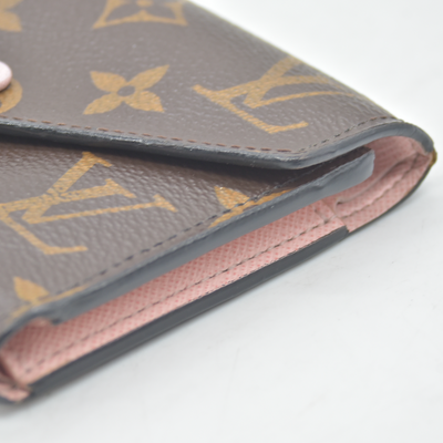 $755 LOUIS VUITTON Portefeuille Victorine M62360 Rose Ballerine Monogram MI4118