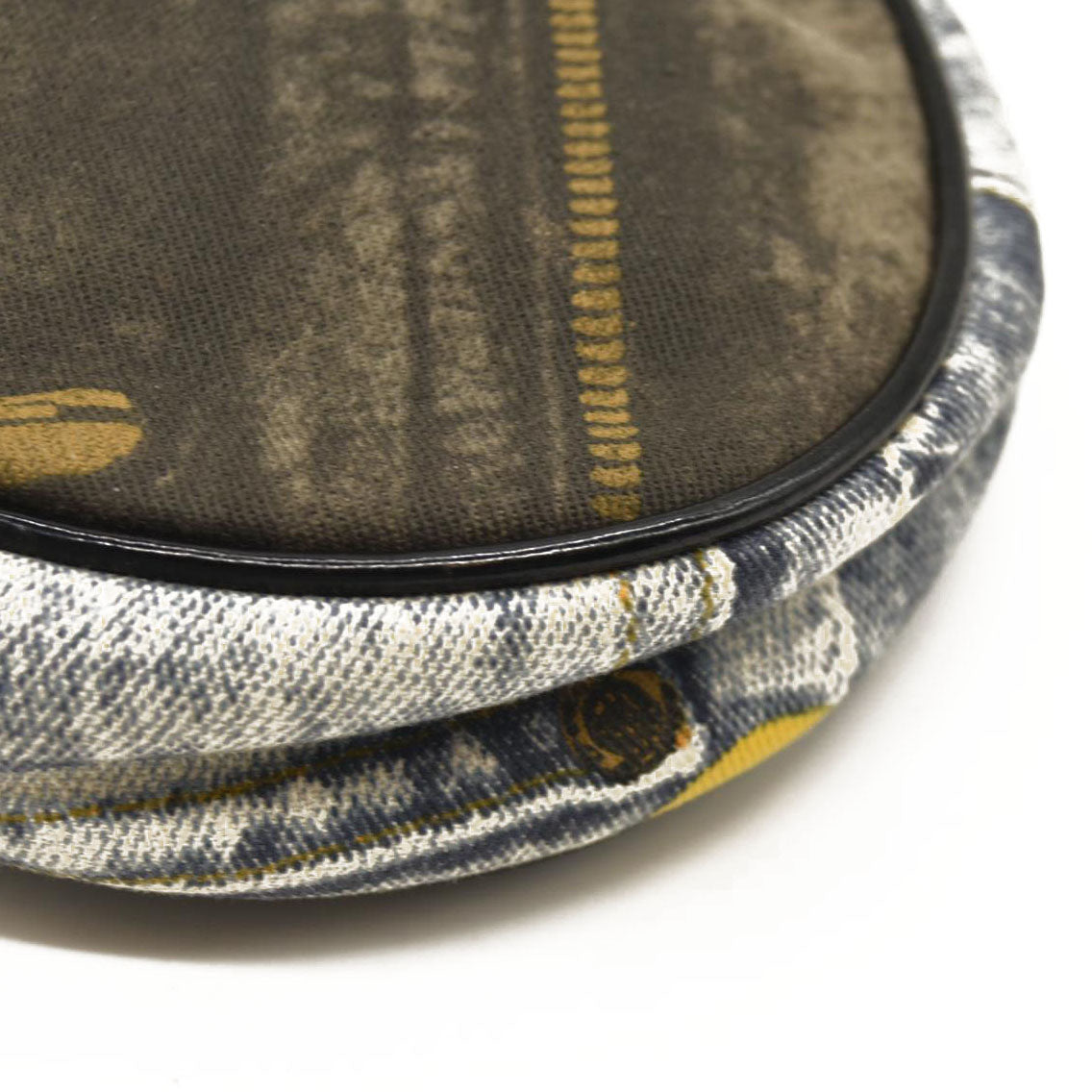 CHRISTIAN DIOR Grained Calfskin Saddle Bag Dark Gray Navy Multi