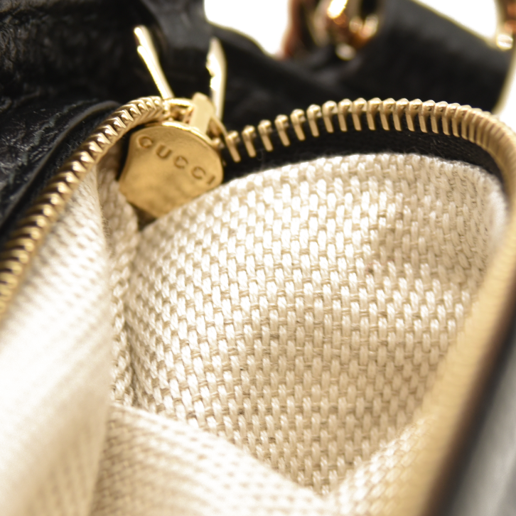 Gucci  Pebbled Calfskin Medium Soho Flap Crossbody Black NEW