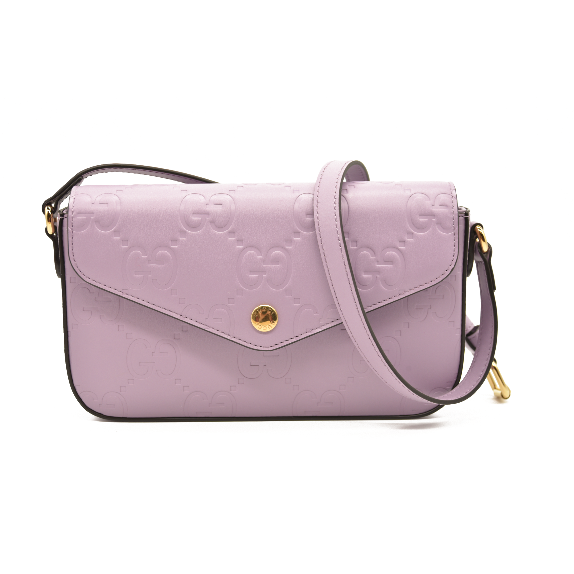 $1590 Gucci  Calfskin GG Super Mini Shoulder Bag Purple CONSIGNMENT