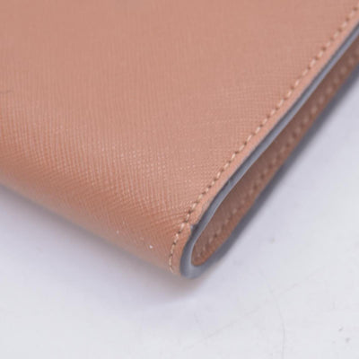 $298 TORY BURCH Envelope Saffiano Leather Crossbody Wallet on Chain Tan CONSIGNMENT 10021423