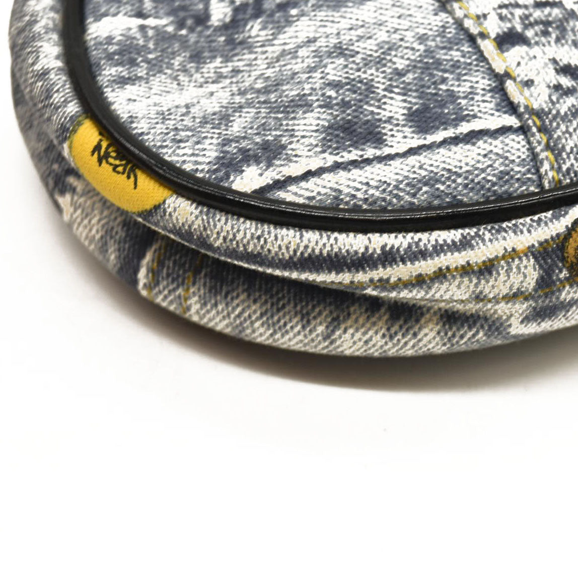 CHRISTIAN DIOR Grained Calfskin Saddle Bag Dark Gray Navy Multi