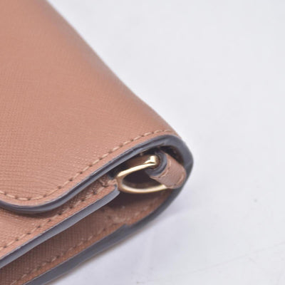 $298 TORY BURCH Envelope Saffiano Leather Crossbody Wallet on Chain Tan CONSIGNMENT 10021423