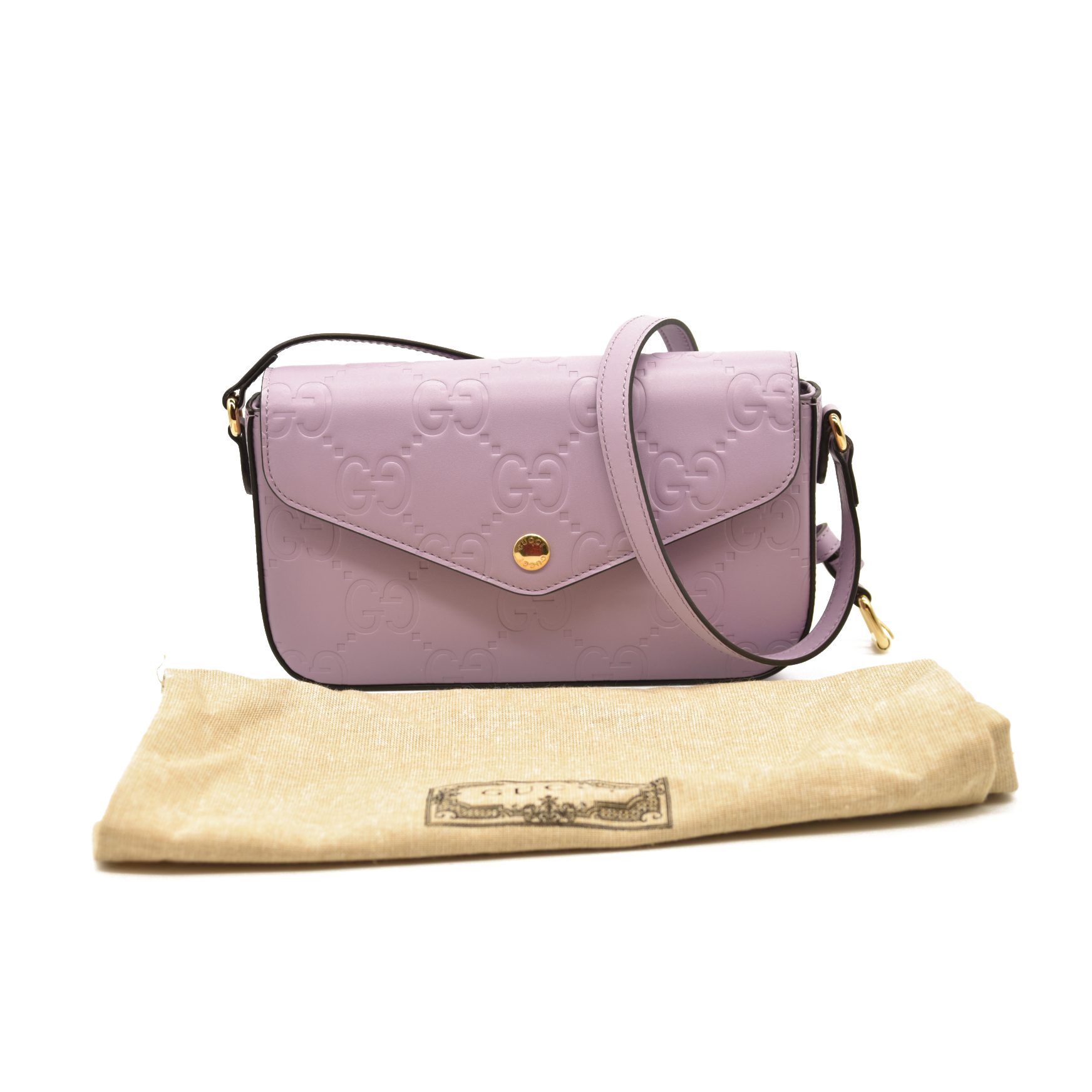 $1590 Gucci  Calfskin GG Super Mini Shoulder Bag Purple CONSIGNMENT