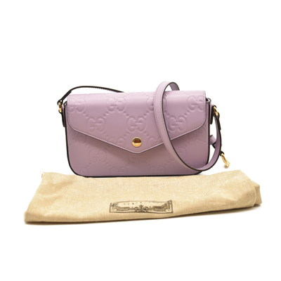 $1590 Gucci  Calfskin GG Super Mini Shoulder Bag Purple CONSIGNMENT