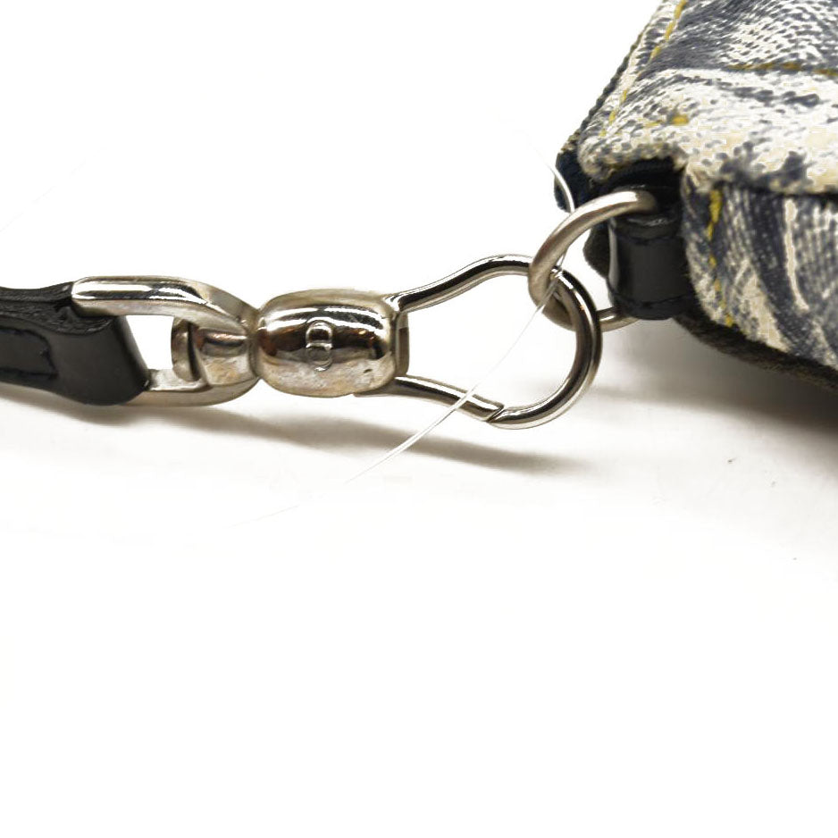 CHRISTIAN DIOR Grained Calfskin Saddle Bag Dark Gray Navy Multi