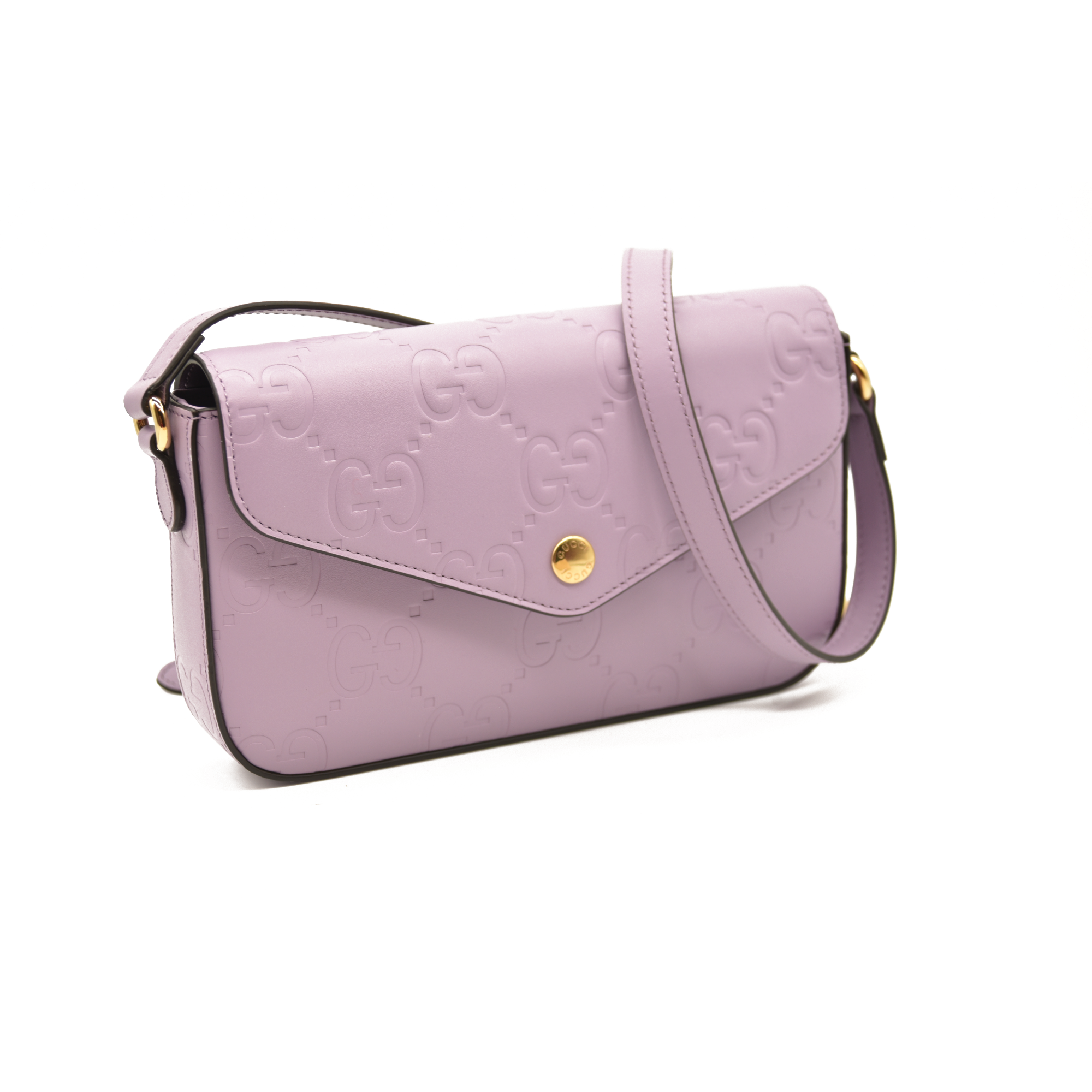 $1590 Gucci  Calfskin GG Super Mini Shoulder Bag Purple CONSIGNMENT