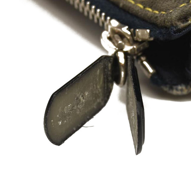 CHRISTIAN DIOR Grained Calfskin Saddle Bag Dark Gray Navy Multi