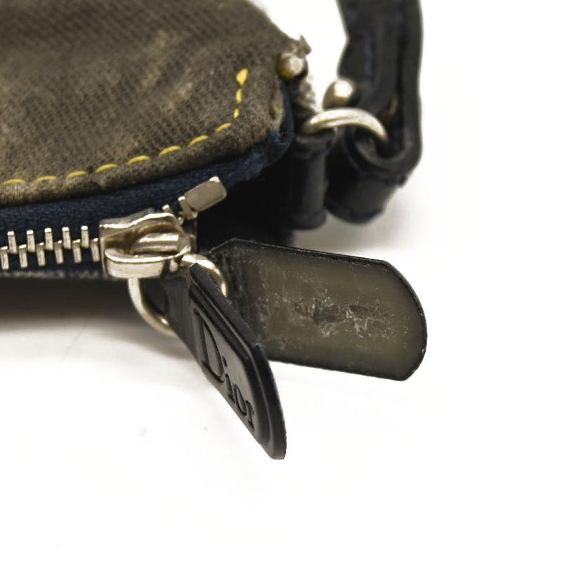 CHRISTIAN DIOR Grained Calfskin Saddle Bag Dark Gray Navy Multi