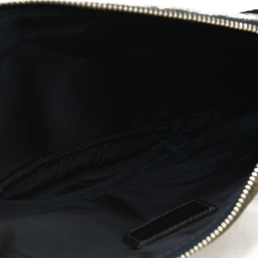 CHRISTIAN DIOR Grained Calfskin Saddle Bag Dark Gray Navy Multi