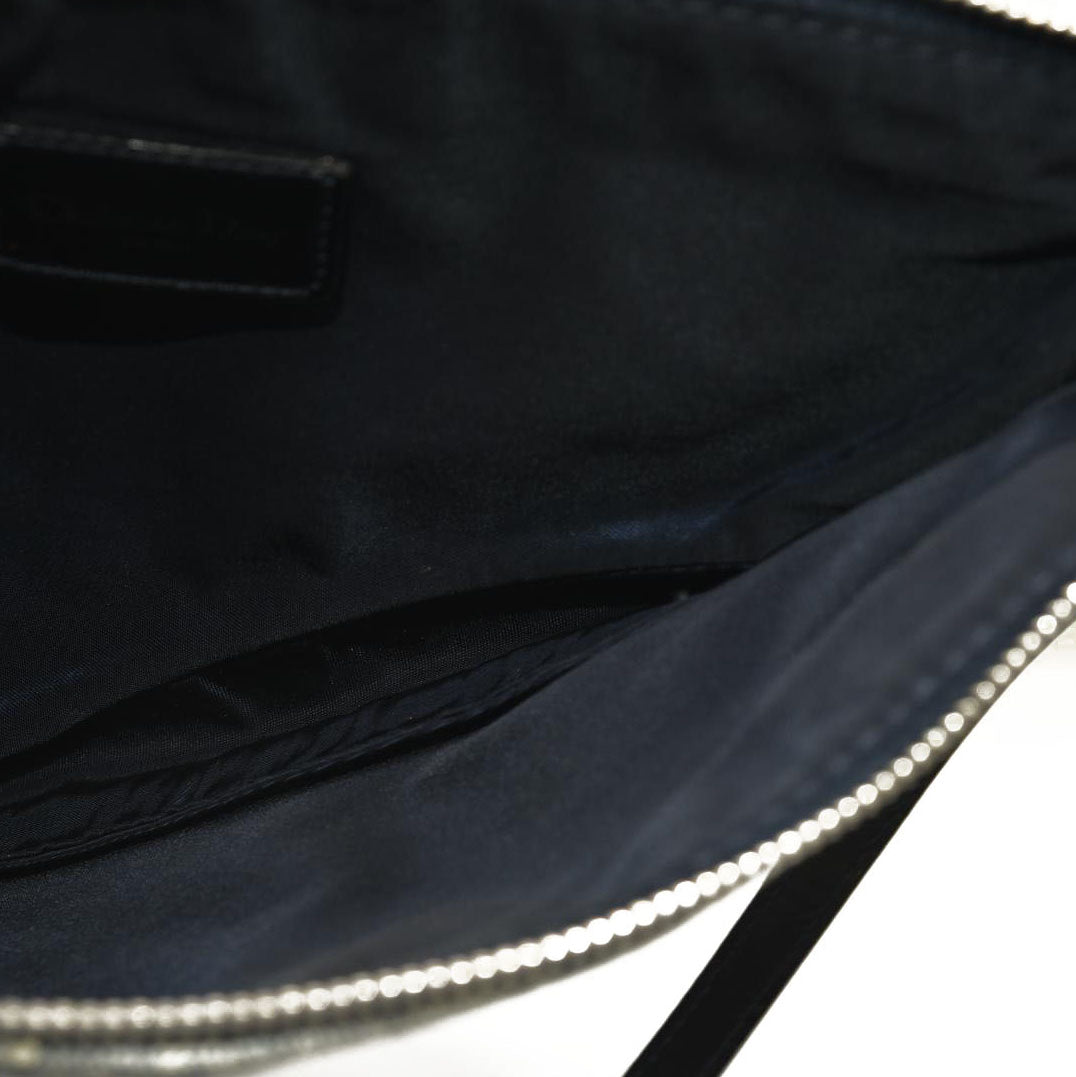 CHRISTIAN DIOR Grained Calfskin Saddle Bag Dark Gray Navy Multi