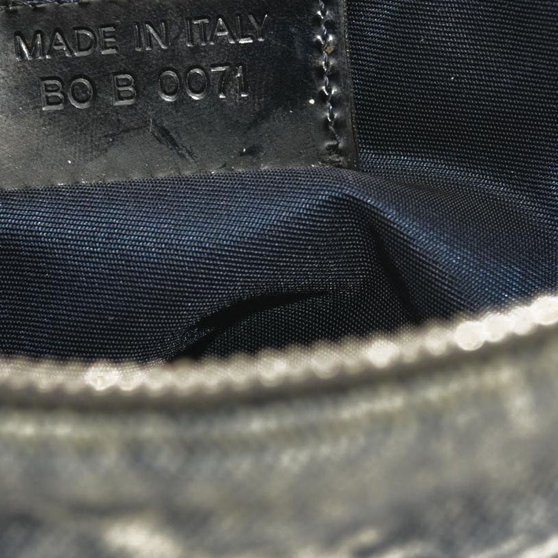 CHRISTIAN DIOR Grained Calfskin Saddle Bag Dark Gray Navy Multi