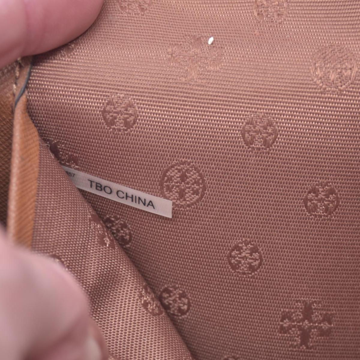$298 TORY BURCH Envelope Saffiano Leather Crossbody Wallet on Chain Tan CONSIGNMENT 10021423