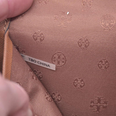 $298 TORY BURCH Envelope Saffiano Leather Crossbody Wallet on Chain Tan CONSIGNMENT 10021423