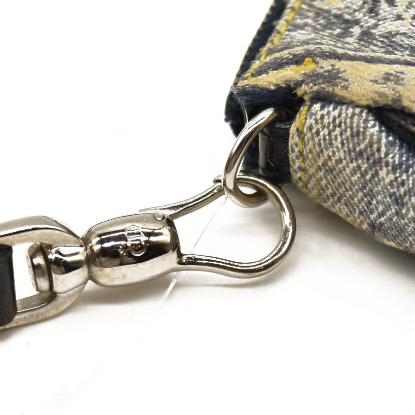 CHRISTIAN DIOR Grained Calfskin Saddle Bag Dark Gray Navy Multi