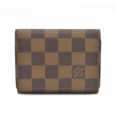 AUCTION $320 Louis Vuitton Enveloppe Carte de Visite Damier Card Case Brown