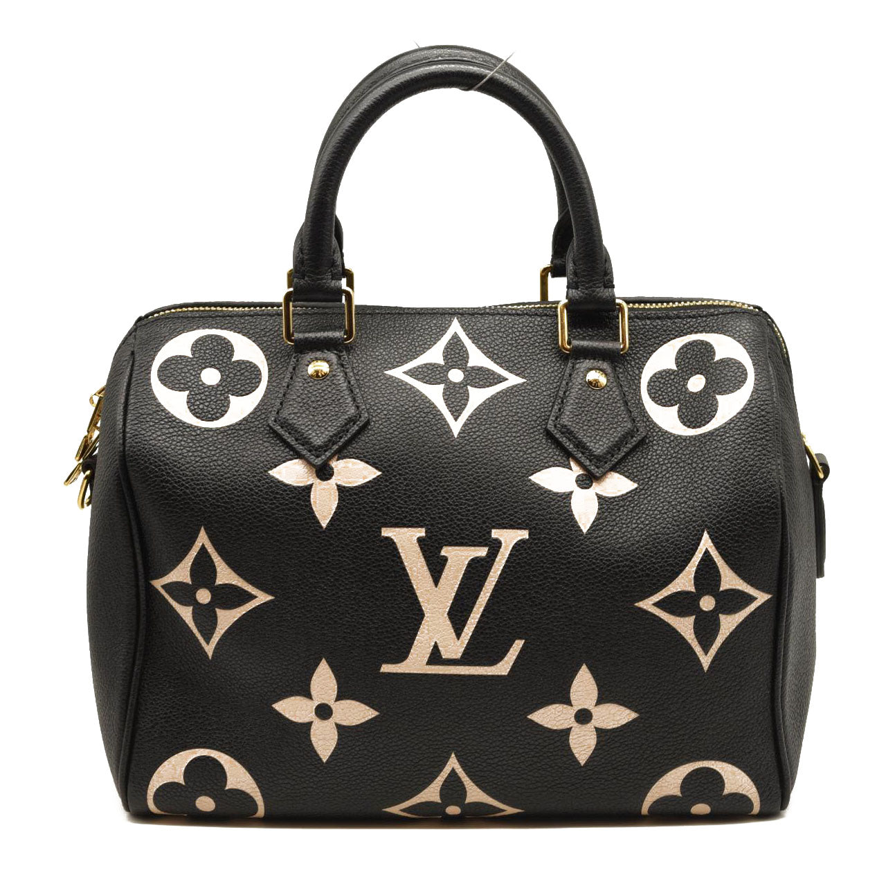LOUIS VUITTON Empreinte Monogram Giant Speedy Bandouliere 25 Black Beige