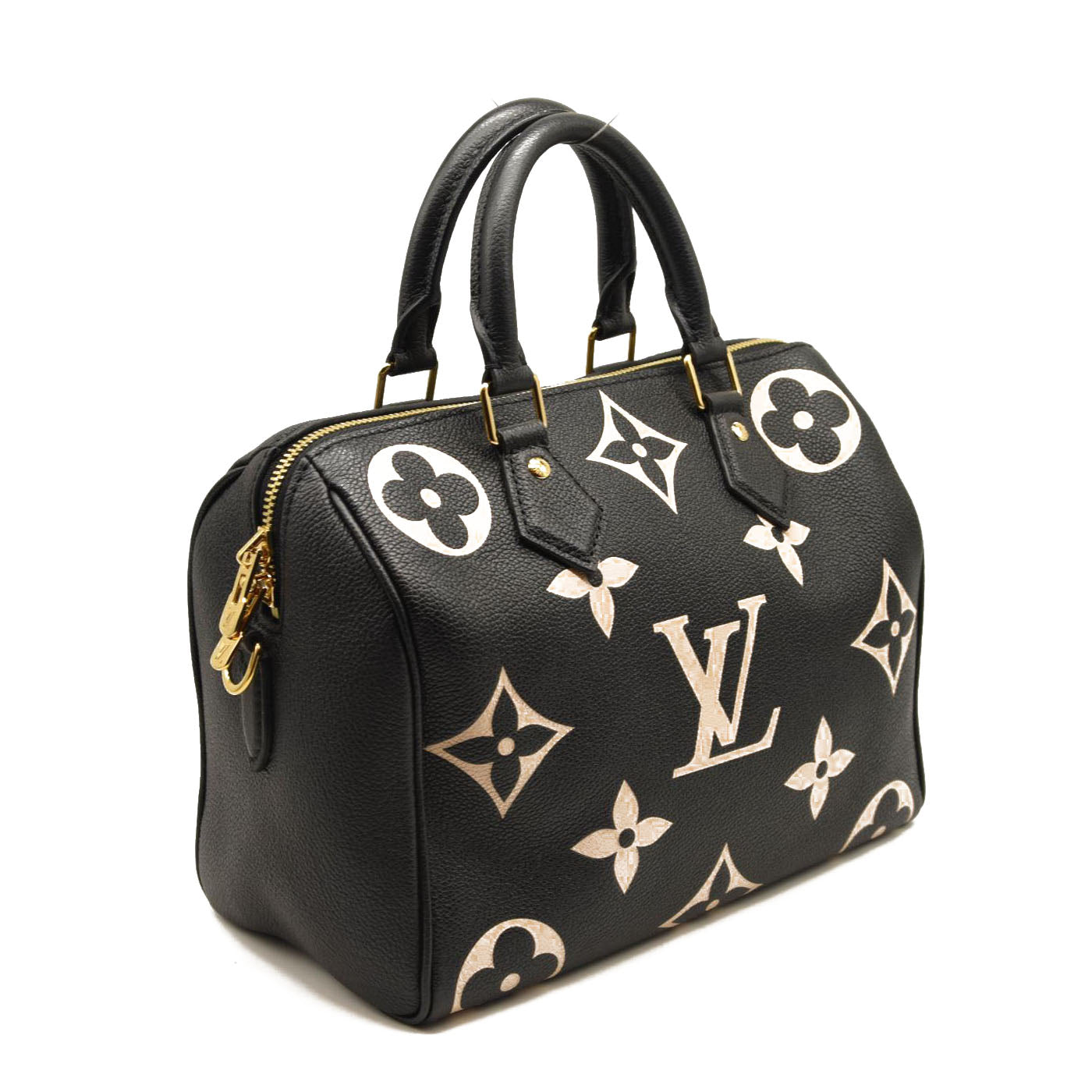 LOUIS VUITTON Empreinte Monogram Giant Speedy Bandouliere 25 Black Beige
