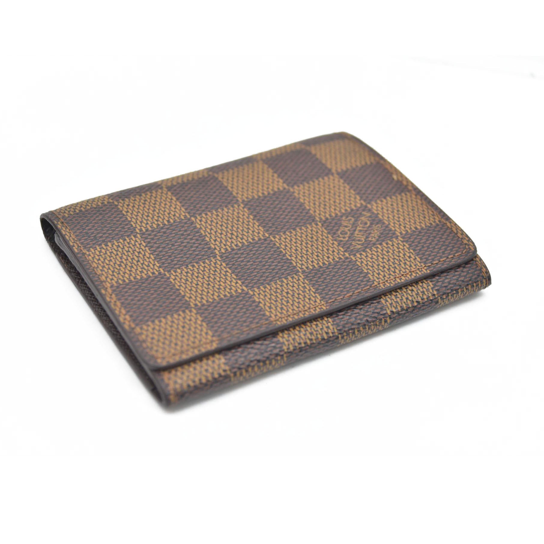 AUCTION $320 Louis Vuitton Enveloppe Carte de Visite Damier Card Case Brown
