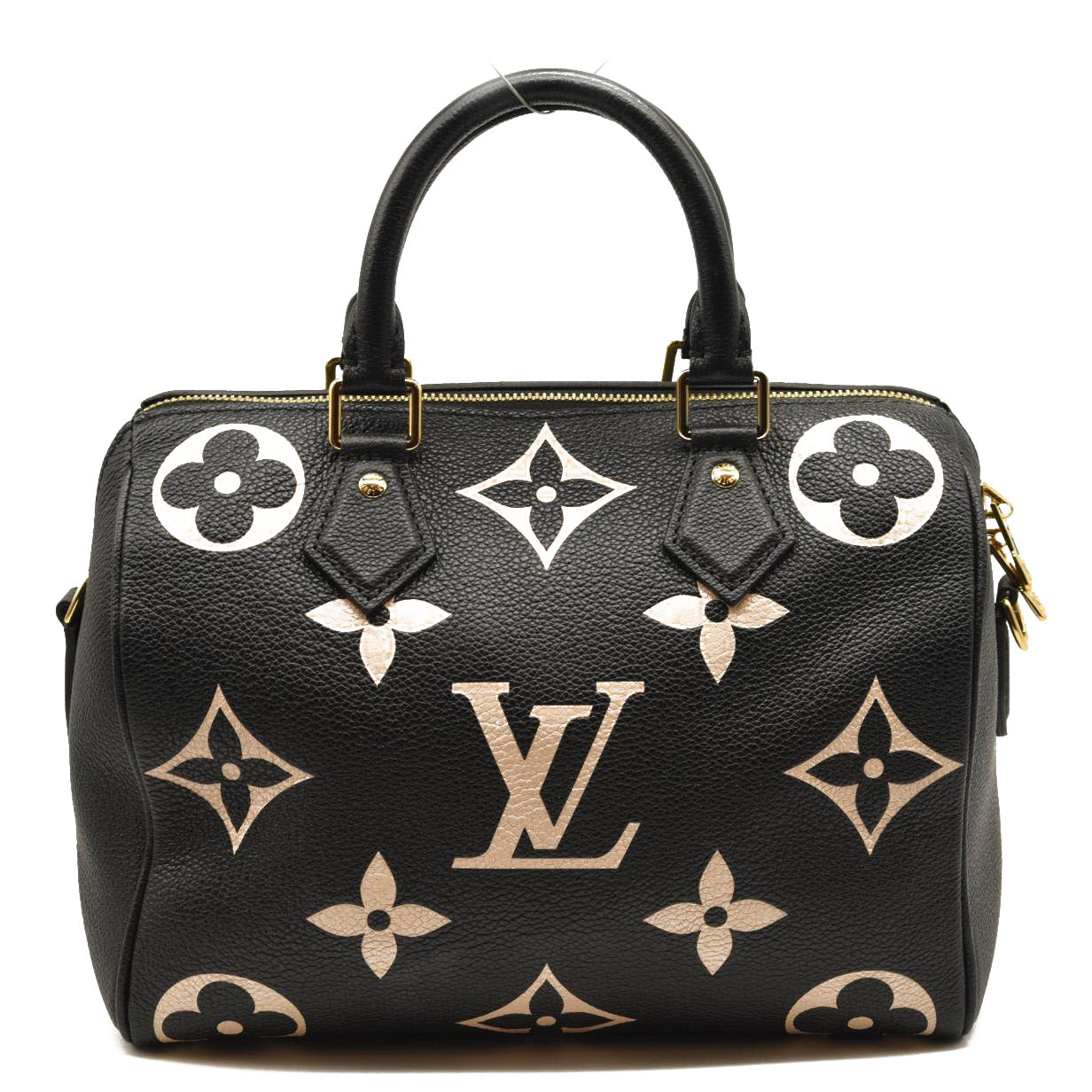LOUIS VUITTON Empreinte Monogram Giant Speedy Bandouliere 25 Black Beige