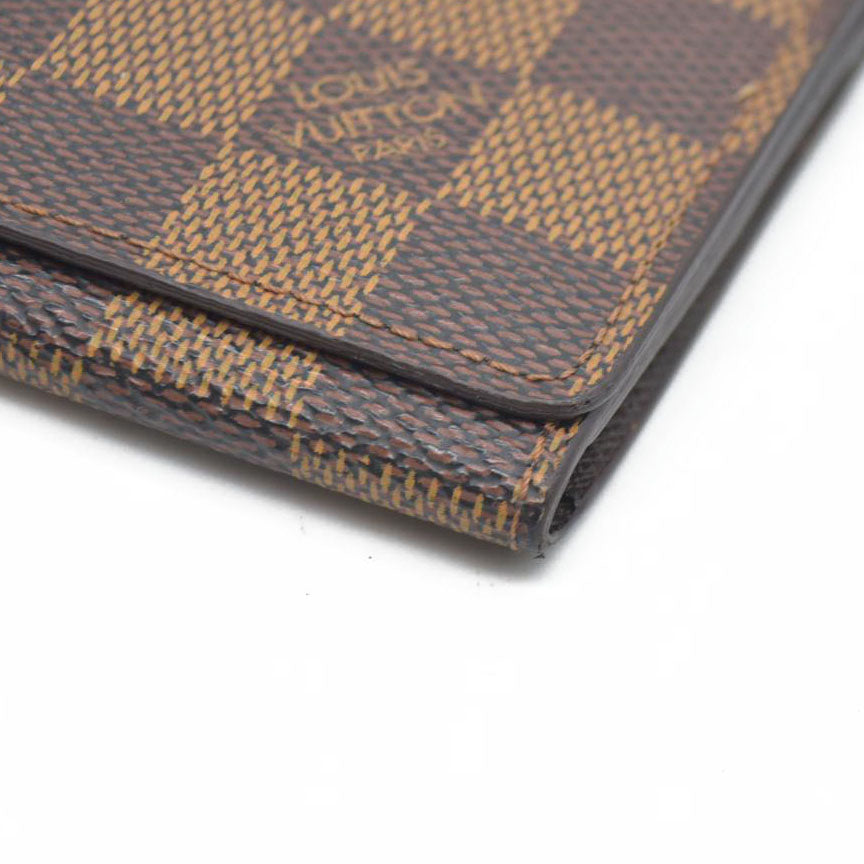 AUCTION $320 Louis Vuitton Enveloppe Carte de Visite Damier Card Case Brown