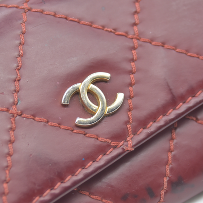 $750 2004 Chanel Calfskin Wild Stitch 6 Key Ring Holder Burgundy 10019940