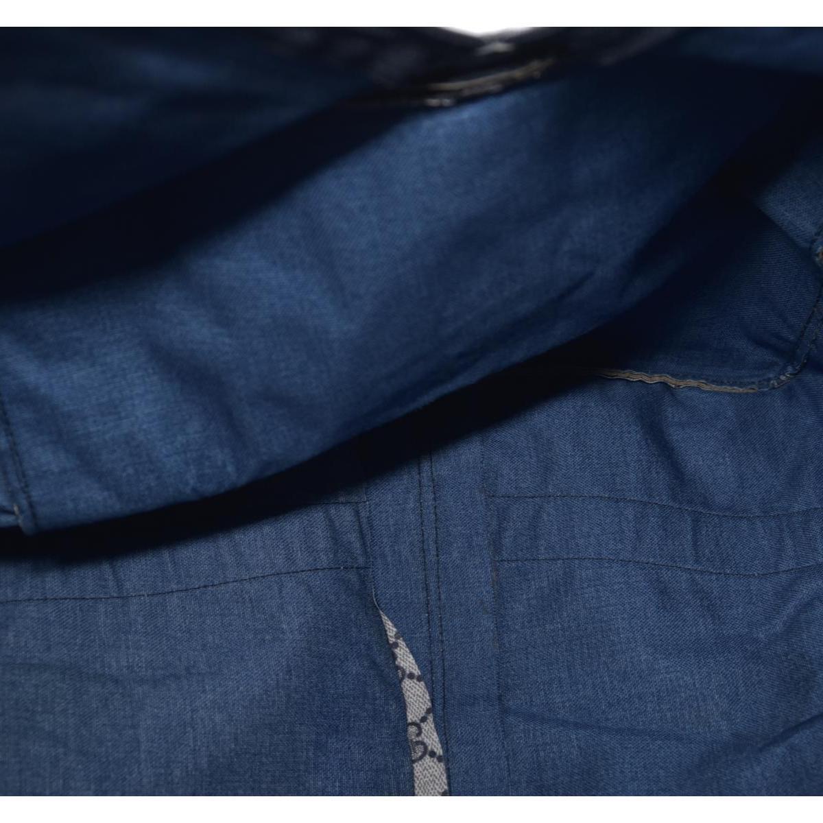 $1150 GUCCI Vintage Navy GG Supreme Web Boston Duffle Bag Blue Grey CONSIGNMENT 10021219