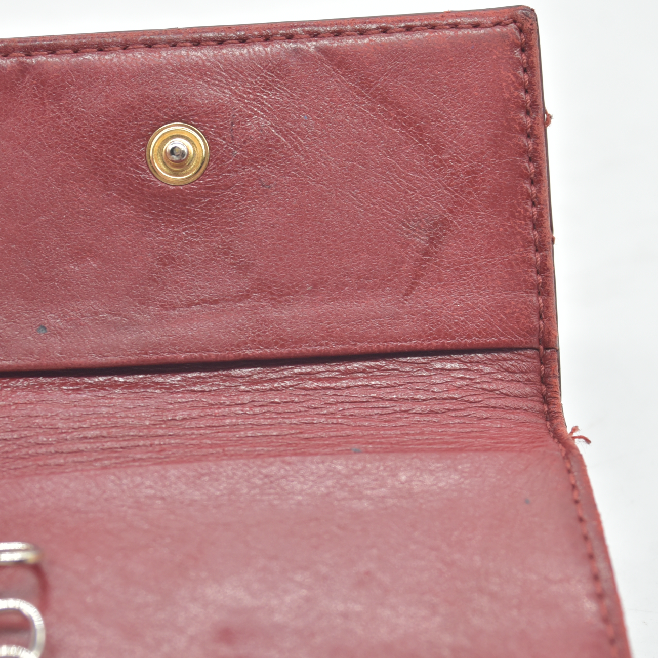 $750 2004 Chanel Calfskin Wild Stitch 6 Key Ring Holder Burgundy 10019940