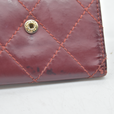 $750 2004 Chanel Calfskin Wild Stitch 6 Key Ring Holder Burgundy 10019940