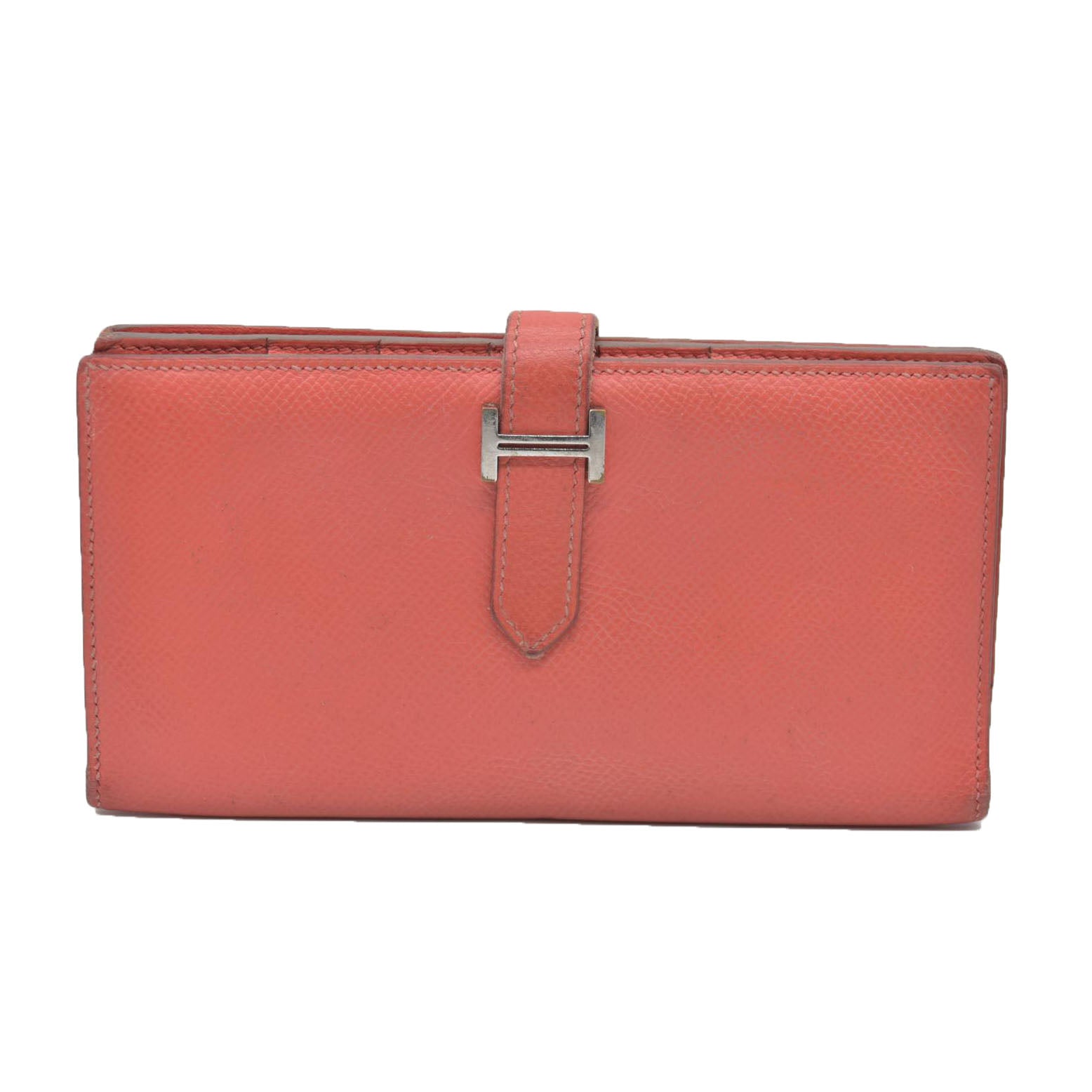 AUCTION $1570 Hermes Epsom Bearm Souffle Bifold Wallet Pink