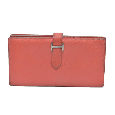 AUCTION $1570 Hermes Epsom Bearm Souffle Bifold Wallet Pink