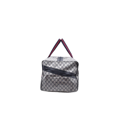 $1150 GUCCI Vintage Navy GG Supreme Web Boston Duffle Bag Blue Grey CONSIGNMENT 10021219