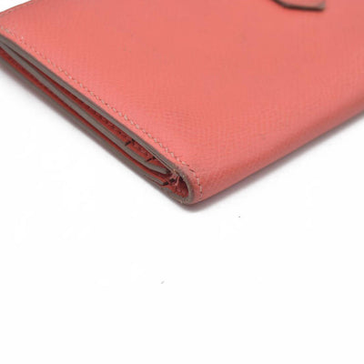 AUCTION $1570 Hermes Epsom Bearm Souffle Bifold Wallet Pink