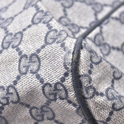 $1150 GUCCI Vintage Navy GG Supreme Web Boston Duffle Bag Blue Grey CONSIGNMENT 10021219