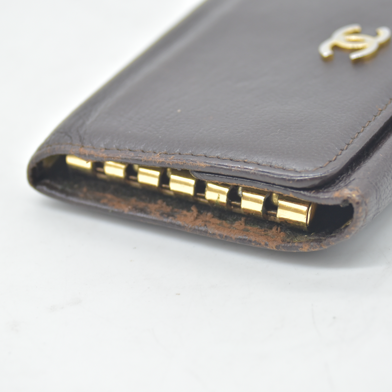 CHANEL COCO Mark Leather Key Case Key Holder Brown