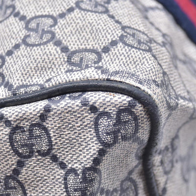 $1150 GUCCI Vintage Navy GG Supreme Web Boston Duffle Bag Blue Grey CONSIGNMENT 10021219