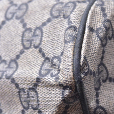 $1150 GUCCI Vintage Navy GG Supreme Web Boston Duffle Bag Blue Grey CONSIGNMENT 10021219