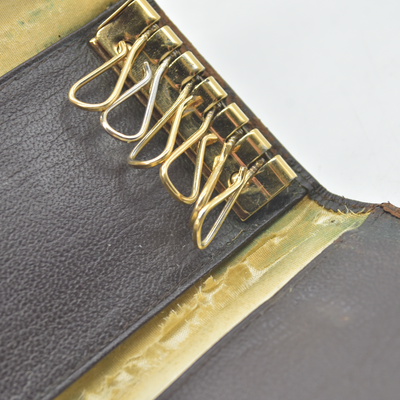 CHANEL COCO Mark Leather Key Case Key Holder Brown