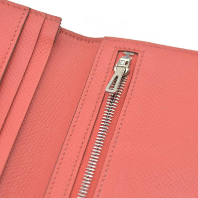 AUCTION $1570 Hermes Epsom Bearm Souffle Bifold Wallet Pink