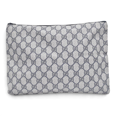 $550 GUCCI Vintage Navy GG Supreme Canvas Clutch Pouch Blue Grey CONSIGNMENT 10021218