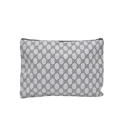 $550 GUCCI Vintage Navy GG Supreme Canvas Clutch Pouch Blue Grey CONSIGNMENT 10021218