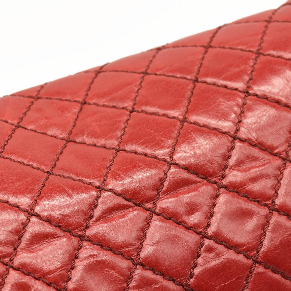 CHANEL Calfskin Double Stitch New Medium Boy Flap Red