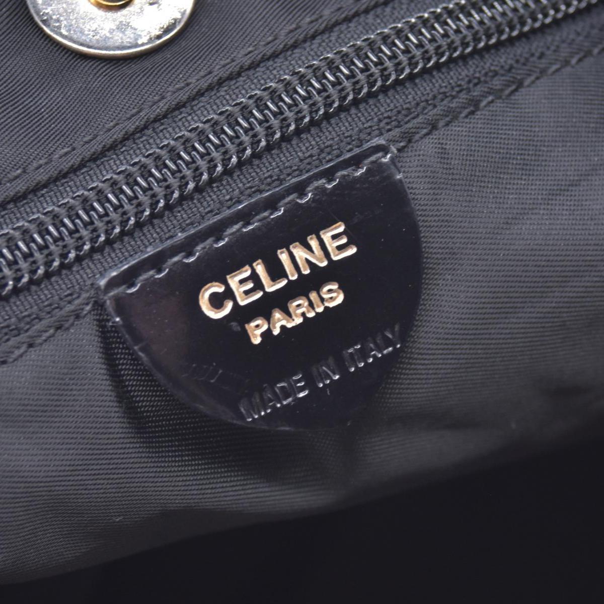 $790 CELINE Vintage Nylon Ring Logo Tote Bag Black CONSIGNMENT 10021192