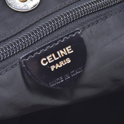 $790 CELINE Vintage Nylon Ring Logo Tote Bag Black CONSIGNMENT 10021192