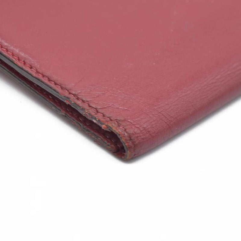 AUCTION $1570 Hermes Epsom Bearm Souffle Bifold Wallet Burgandy