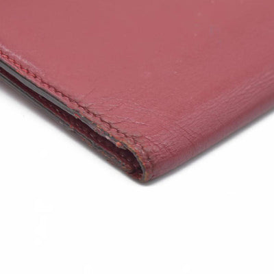 AUCTION $1570 Hermes Epsom Bearm Souffle Bifold Wallet Burgandy
