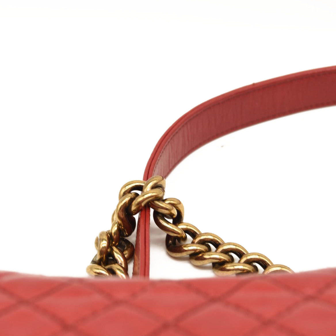 CHANEL Calfskin Double Stitch New Medium Boy Flap Red