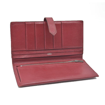 AUCTION $1570 Hermes Epsom Bearm Souffle Bifold Wallet Burgandy