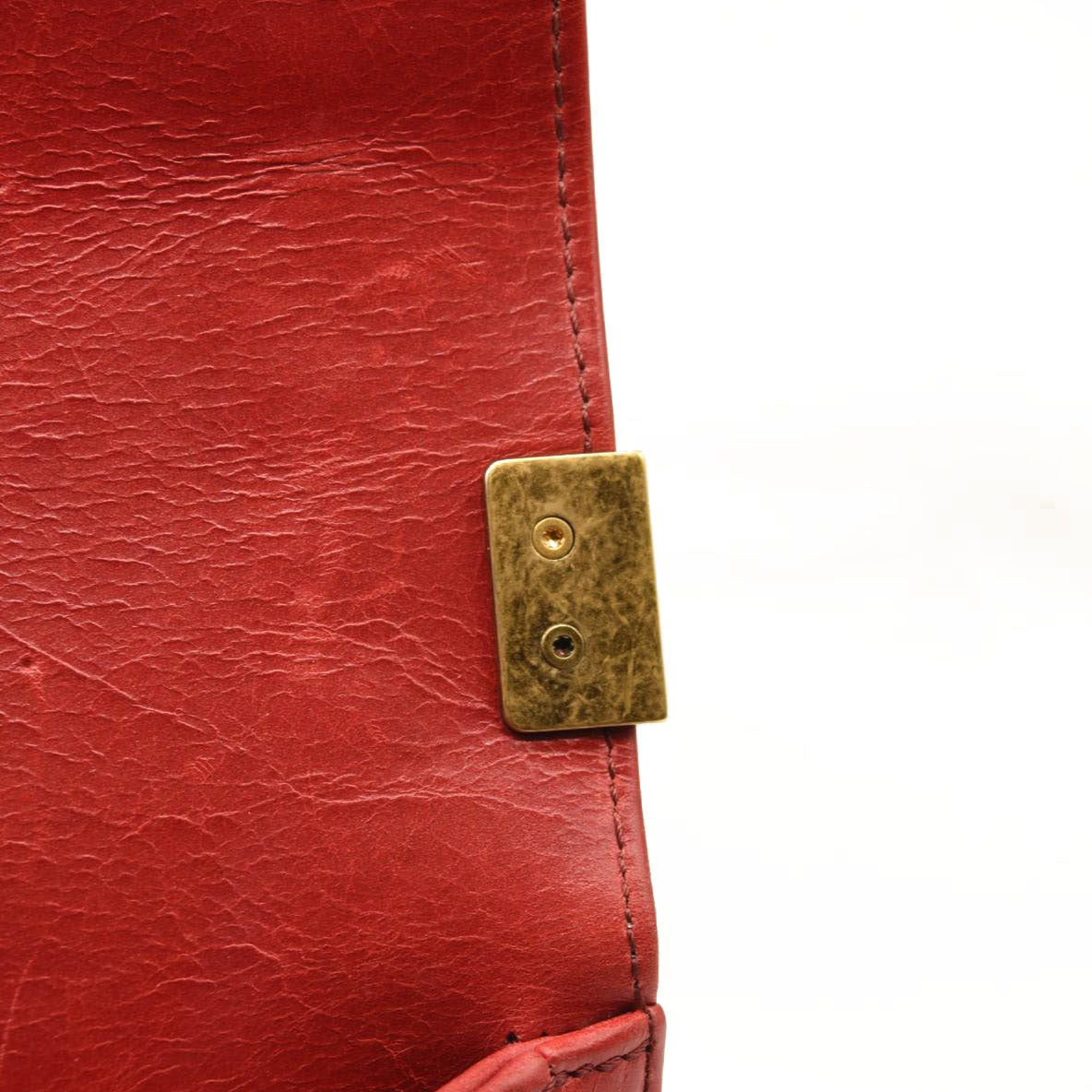 CHANEL Calfskin Double Stitch New Medium Boy Flap Red