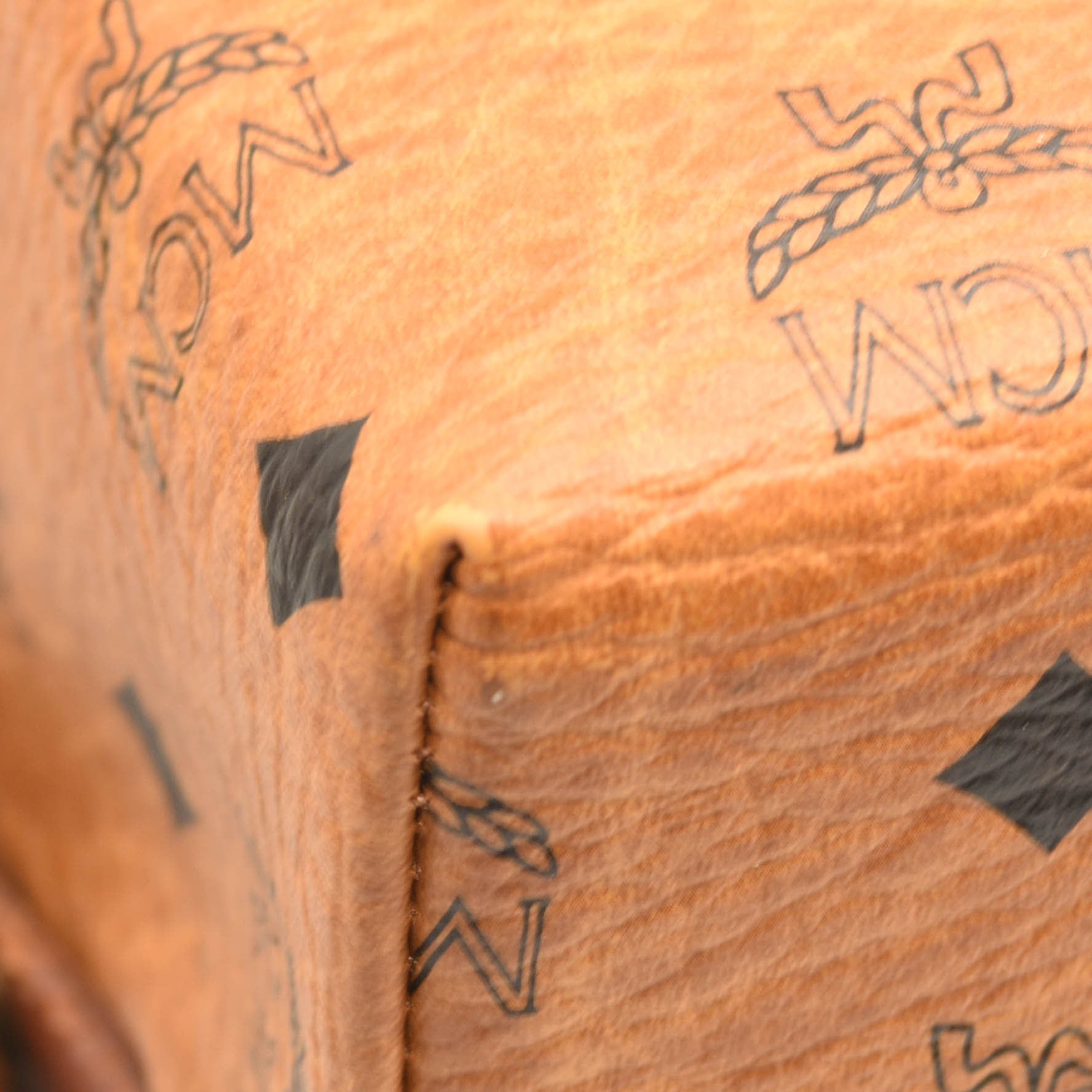 MCM cognac visetos travel cosmetic bag